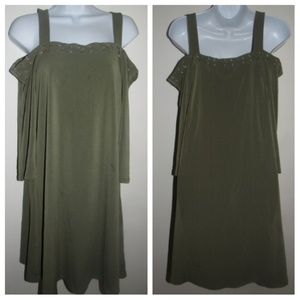 🌺 SPENSE Olive Green Braided Shift Dress